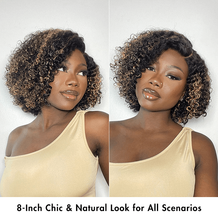 Honey Blonde Highlight 6X4 Lace Wear And Go Glueless Classic Short Wig TianaHair
