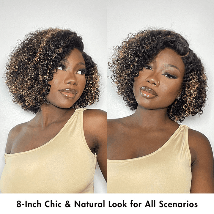 Honey Blonde Highlight 6X4 Lace Wear And Go Glueless Classic Short Wig TianaHair