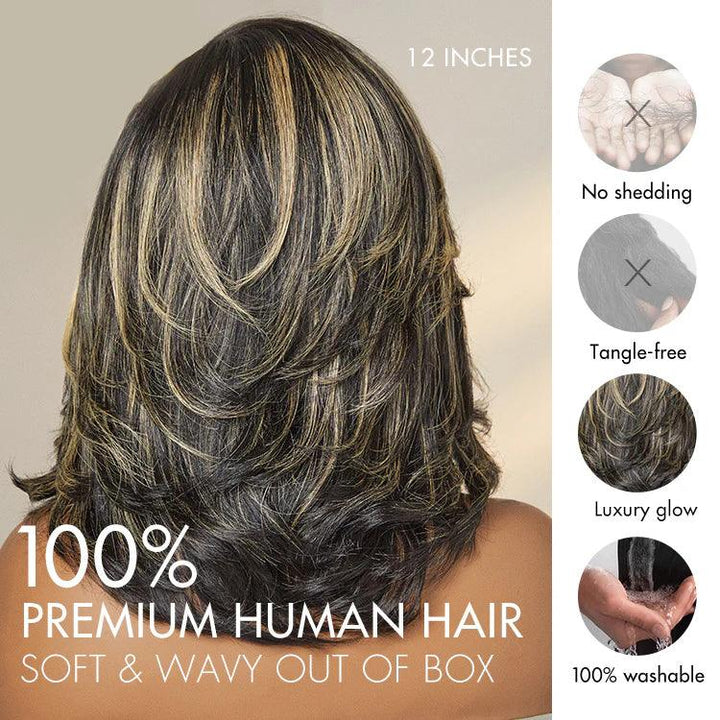 Honey Blonde Highlight Layered Cut 4X4 HD Lace Glueless Wig Human Hair Wig TianaHair