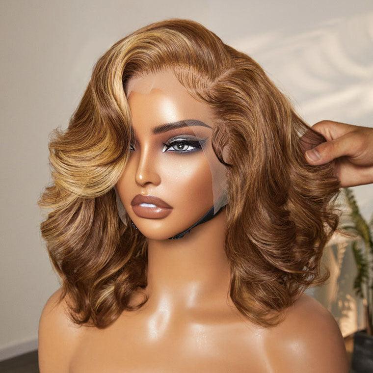 Honey Blonde Highlight/ Natural Black Loose Body Wave Glueless 9x6 Frontal Lace Wig 100% Human Hair TianaHair
