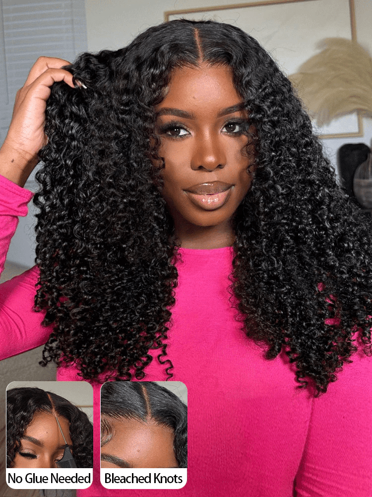 Kinky Curly 6x4 Wear Go Glueless Transparent/HD Lace Wig With Pre Bleached Tiny Knots TianaHair