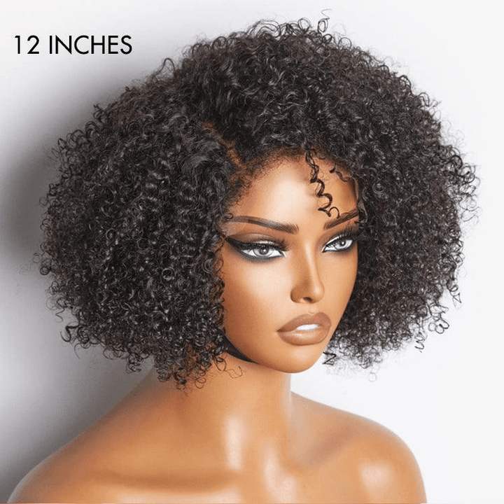Kinky Edges Jerry Curly 6x4 Wear Go Glueless Side Part Short Wig TianaHair