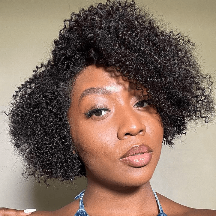 Kinky Edges Jerry Curly 6x4 Wear Go Glueless Side Part Short Wig TianaHair