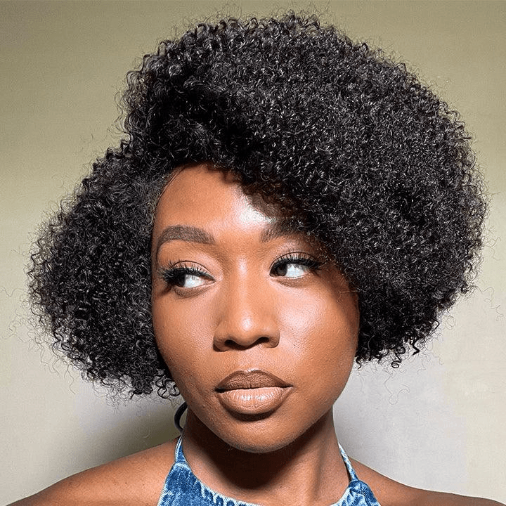 Kinky Edges Jerry Curly 6x4 Wear Go Glueless Side Part Short Wig TianaHair