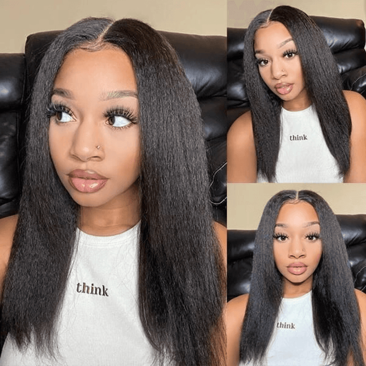 Kinky Straight 6x4 Wear Go Glueless Transparent/HD Lace Wig With Pre Bleached Tiny Knots TianaHair