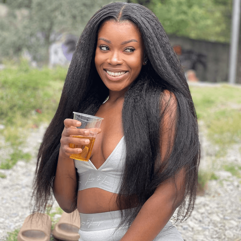 Kinky Straight 6x4 Wear Go Glueless Transparent/HD Lace Wig With Pre Bleached Tiny Knots TianaHair