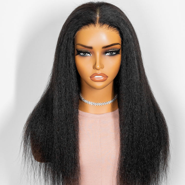 Kinky Straight 6x4 Wear Go Glueless Transparent/HD Lace Wig With Pre Bleached Tiny Knots TianaHair