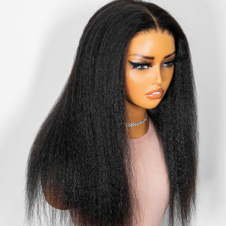 Kinky Straight 6x4 Wear Go Glueless Transparent/HD Lace Wig With Pre Bleached Tiny Knots TianaHair