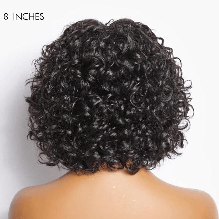 Light Weight Short Cut Water Wave Glueless No Lace Wig with Curly Bangs TianaHair