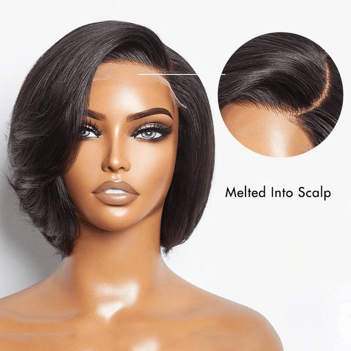 Mature Boss 13x4 Lace Pixie Cut with Swept Bangs Glueless Bob Wig TianaHair