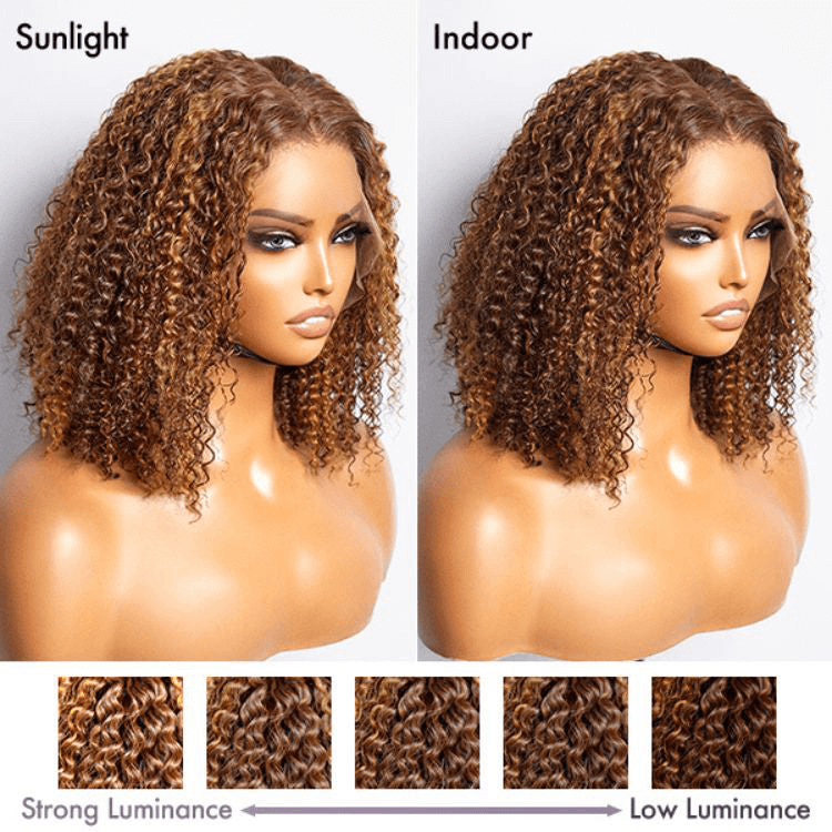 Mix Color Brown Curly Bob Wig 6x4 Glueless Pre-Plucked Wig 100% Human Hair TianaHair
