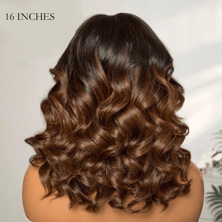 Natural Hairline Ombre Brown Loose Body Wave Glueless 13x4 Lace Wig Human Hair TianaHair