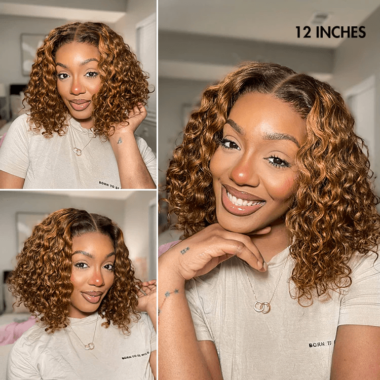 Ombre Blonde Highlight Deep Curly Glueless 4x4 Lace Wig Ready To Go TianaHair