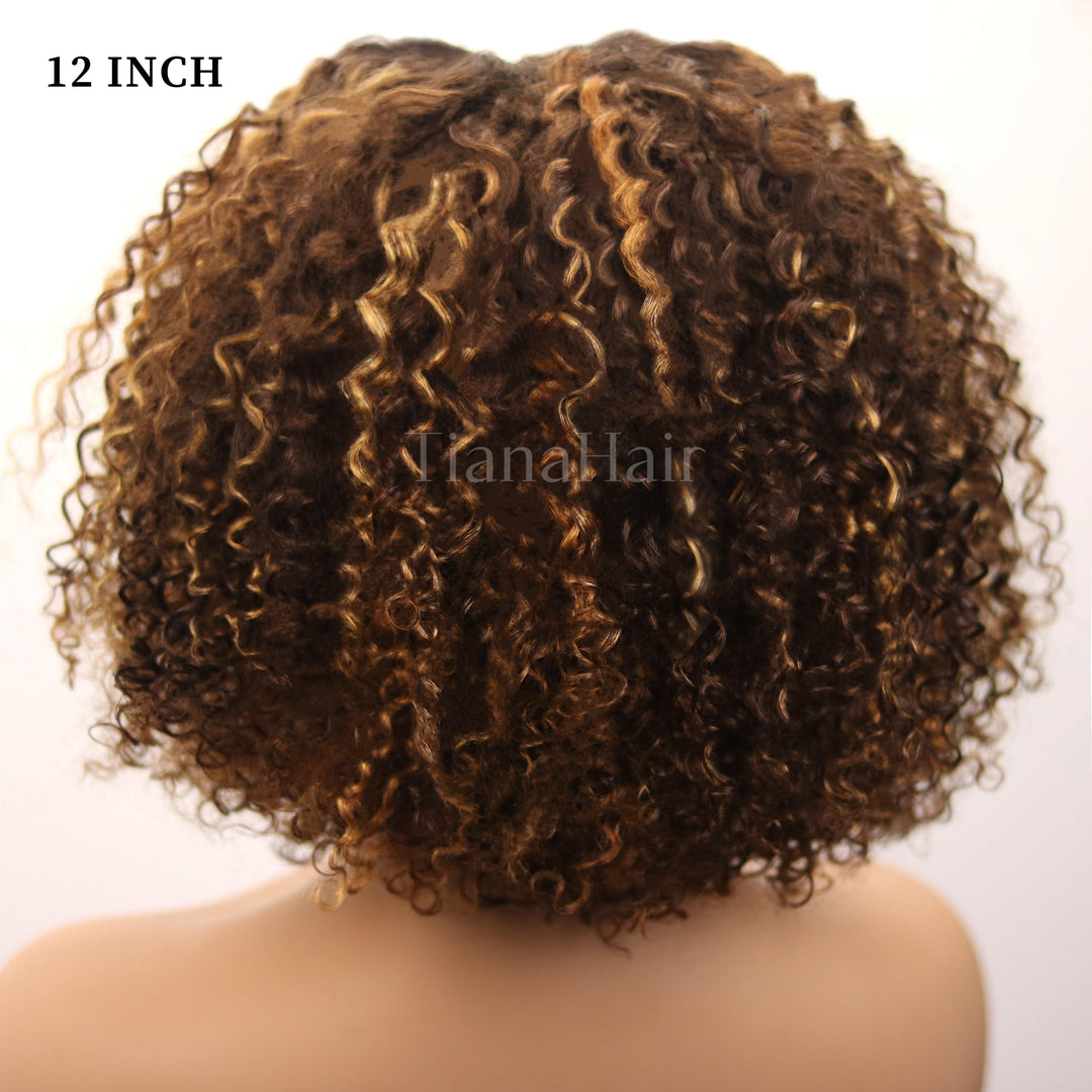 Ombre Blonde Highlight Deep Curly Glueless 4x4 Lace Wig Ready To Go TianaHair