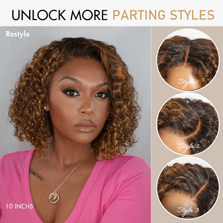 Ombre Blonde Highlight Deep Curly Glueless 4x4 Lace Wig Ready To Go TianaHair