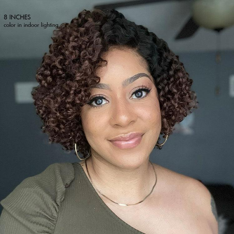 Ombre Brown Fluffy Kinky Curly Glueless 6x4 Lace Wig TianaHair