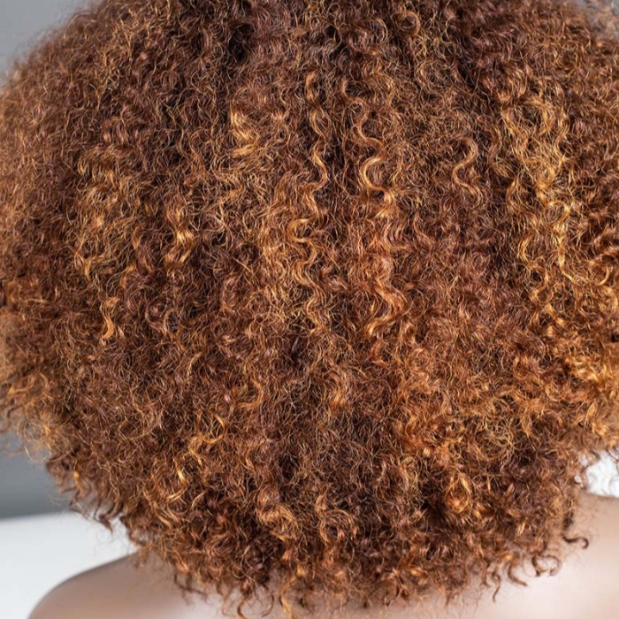 Ombre Honey Glow Afro Curly Glueless Short Curly Wig with Bangs TianaHair