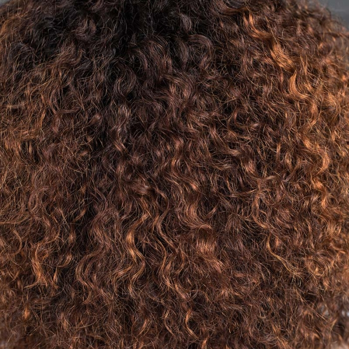 Ombre Honey Glow Burmese Curly Glueless Short Curly Wig with Bangs TianaHair