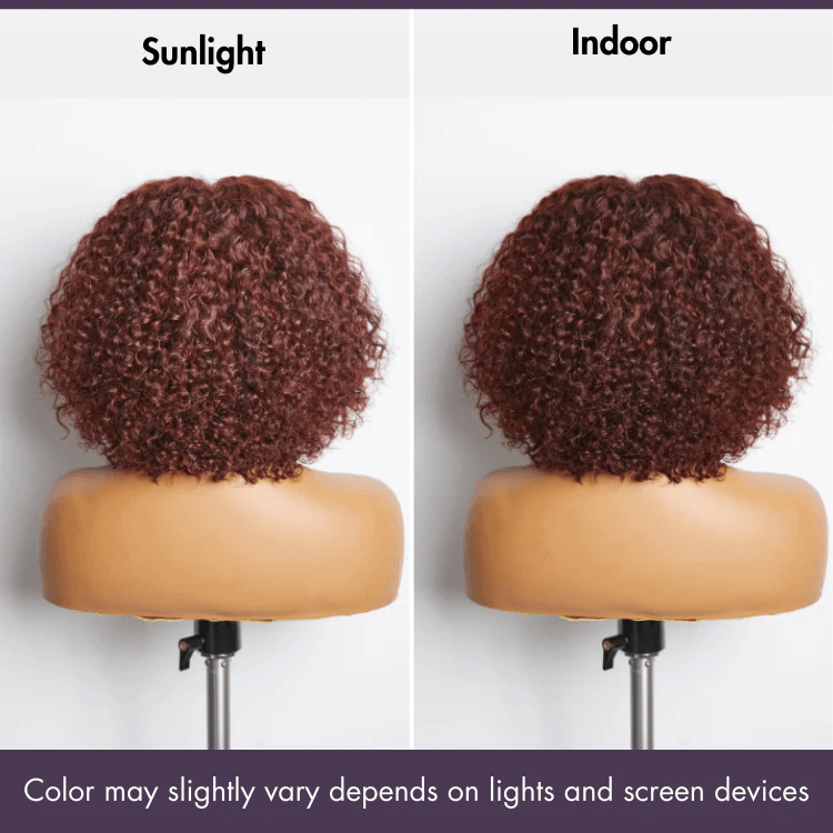 Reddish Brown Kinky Curly 4x4 Lace Wear And Go Glueless Short Curly Wig TianaHair