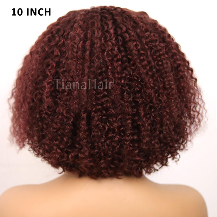 Reddish Brown Kinky Curly 4x4 Lace Wear And Go Glueless Short Curly Wig TianaHair