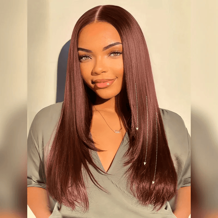 Reddish Brown Layered Cut Straight 6x4 Transparent Lace Wear Go Wig Pre-Cut Glueless Wig TianaHair