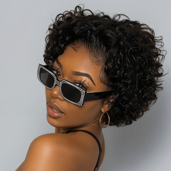 Short Curly Pixie Cut 13x1 Lace 6 Inch Wig 100% Human Hair Handtied Hairline TianaHair