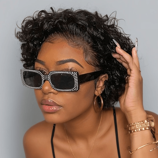 Short Curly Pixie Cut 13x1 Lace 6 Inch Wig 100% Human Hair Handtied Hairline TianaHair