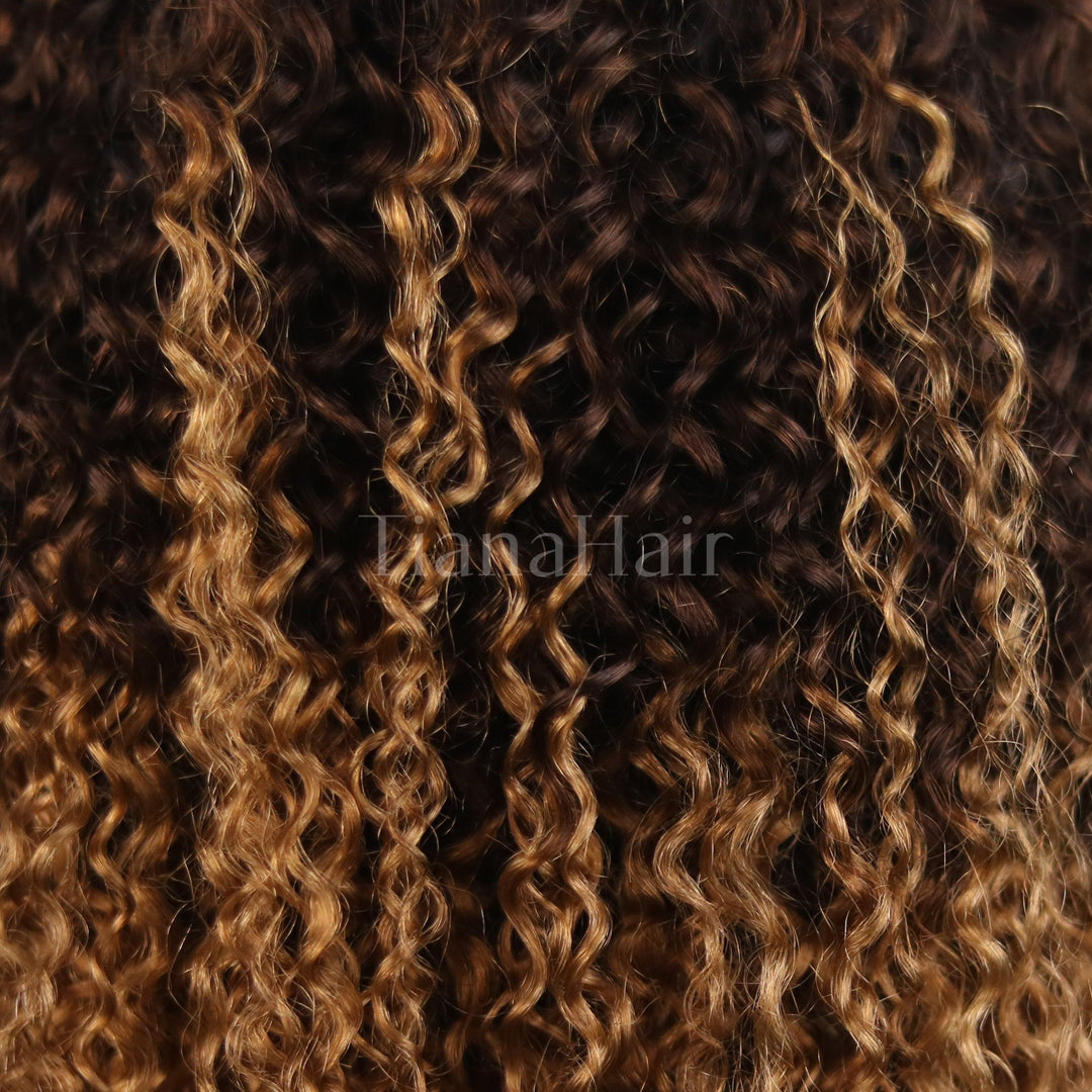 Sun-kissed Ombre Blonde Kinky Curly Glueless 6x4 Pre-Cut Lace Wig TianaHair
