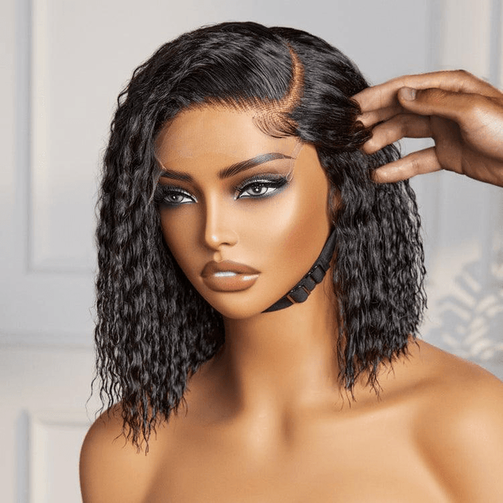 Super Bob Bohemian Curly Minimalist 6x4 Lace Glueless C Part Short Wig 100% Human Hair TianaHair