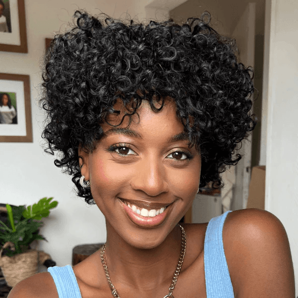 Ultra Natural Lightweight Bouncy Curly with Bangs Wig TianaHair
