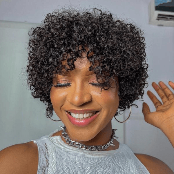 Ultra Natural Lightweight Bouncy Curly with Bangs Wig TianaHair