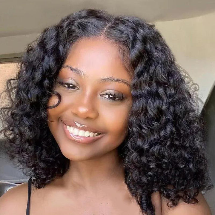 Water Wave 4x4 Closure Lace Put On And Go Glueless Bob Wigs 100% Human Hair TianaHair