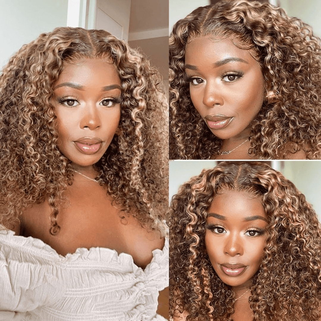 Wear Go 6x4 Brown Highlight Wigs Water Wave Pre-plucked Glueless Lace Wigs TianaHair