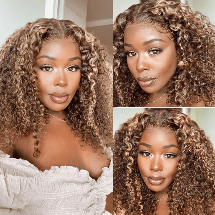 Wear Go 6x4 Brown Highlight Wigs Water Wave Pre-plucked Glueless Lace Wigs TianaHair