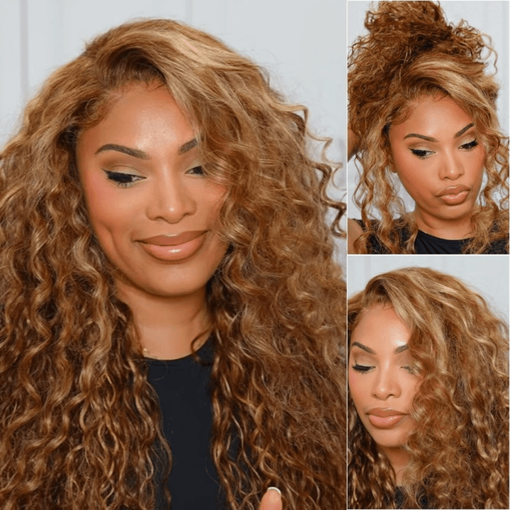 Wear Go 6x4 Brown Highlight Wigs Water Wave Pre-plucked Glueless Lace Wigs TianaHair