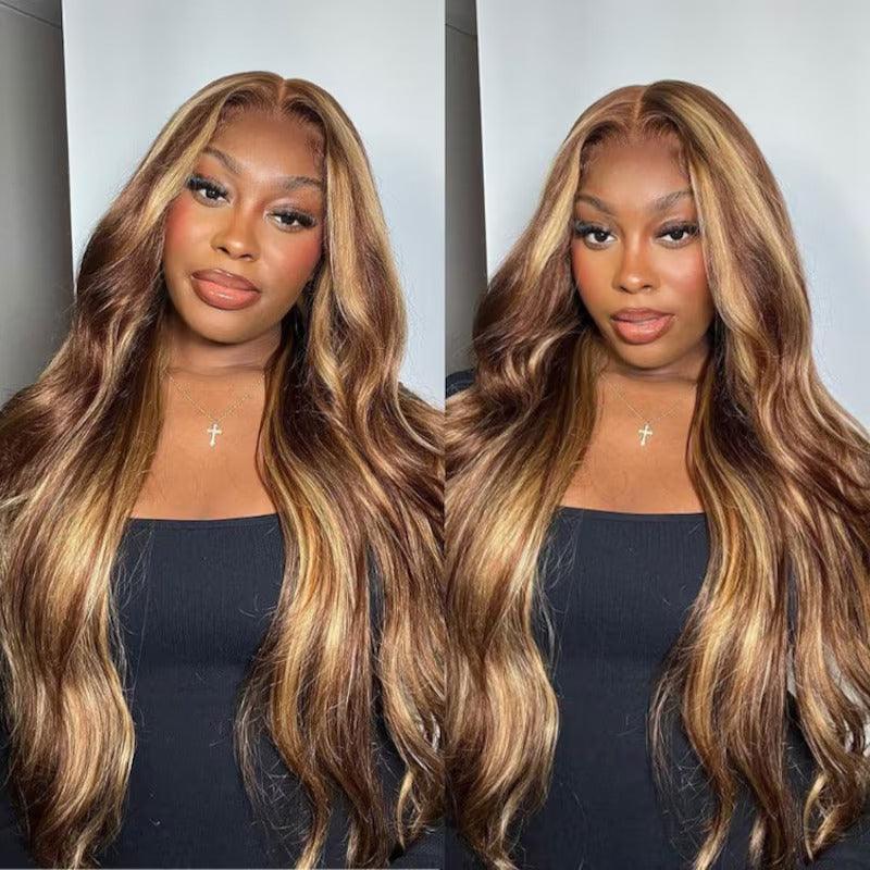 Wear Go 6x4 Highlight Brown Wigs Body Wave Pre-plucked Glueless Lace Wigs TianaHair