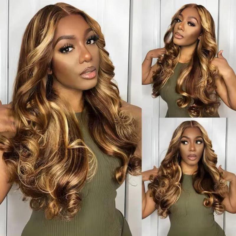 Wear Go 6x4 Highlight Brown Wigs Body Wave Pre-plucked Glueless Lace Wigs TianaHair
