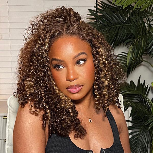 Wear Go 6x4 Highlight Brown Wigs Kinky Curly Pre-plucked Glueless Lace Wigs TianaHair