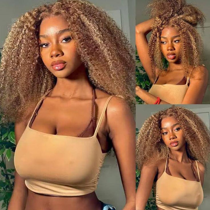 Wear Go 6x4 Highlight Brown Wigs Kinky Curly Pre-plucked Glueless Lace Wigs TianaHair