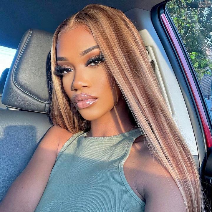 Wear Go 6x4 Highlight Brown Wigs Silky Straight Pre-plucked Glueless Lace Wigs TianaHair