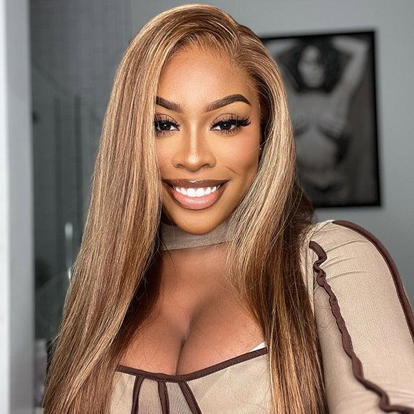 Wear Go 6x4 Highlight Brown Wigs Silky Straight Pre-plucked Glueless Lace Wigs TianaHair