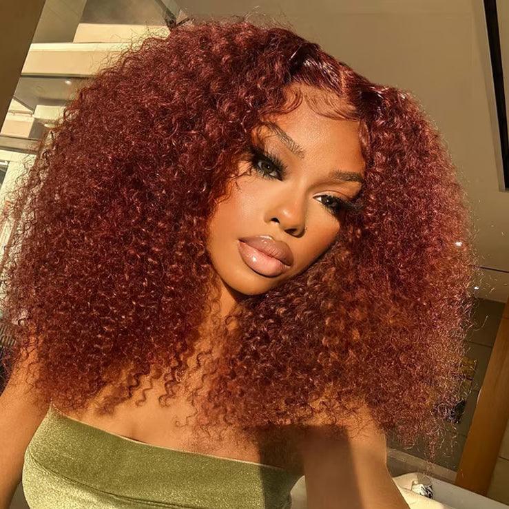 Wear Go 6x4 Reddish Brown Glueless Wig Pre Plucked Kinky Curly Wig TianaHair