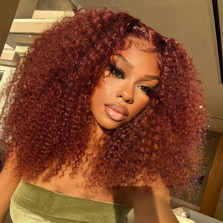 Wear Go 6x4 Reddish Brown Glueless Wig Pre Plucked Kinky Curly Wig TianaHair