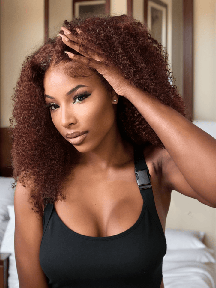 Wear Go 6x4 Reddish Brown Glueless Wig Pre Plucked Kinky Curly Wig TianaHair