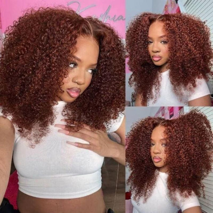 Wear Go 6x4 Reddish Brown Glueless Wig Pre Plucked Kinky Curly Wig TianaHair