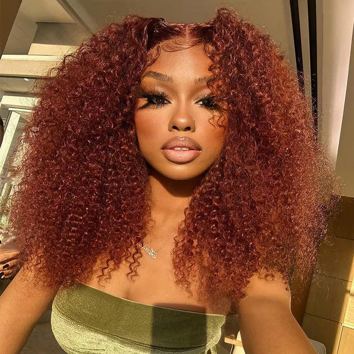 Wear Go 6x4 Reddish Brown Glueless Wig Pre Plucked Kinky Curly Wig TianaHair