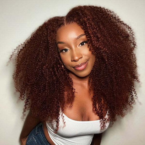 Wear Go 6x4 Reddish Brown Glueless Wig Pre Plucked Kinky Curly Wig TianaHair