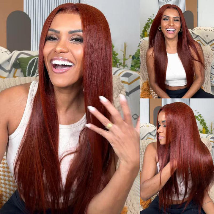 Wear Go 6x4 Reddish Brown Glueless Wig Pre Plucked Silky Straight Wig TianaHair
