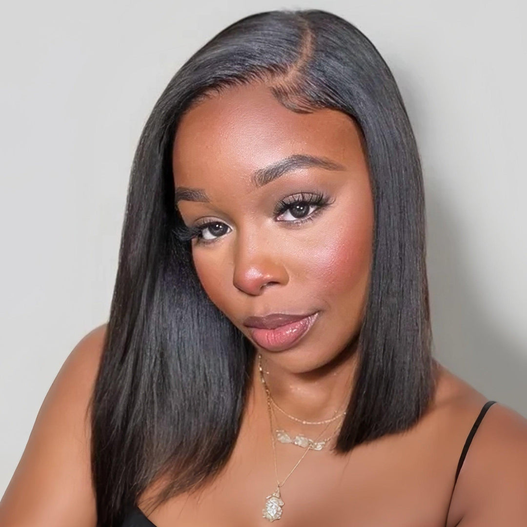 FlexCap Wear & Go Yaki Straight 7x5 Pre-Everything & Transparent Lace Flexi-Fit Invisi Drawstring Cap Glueless Wig