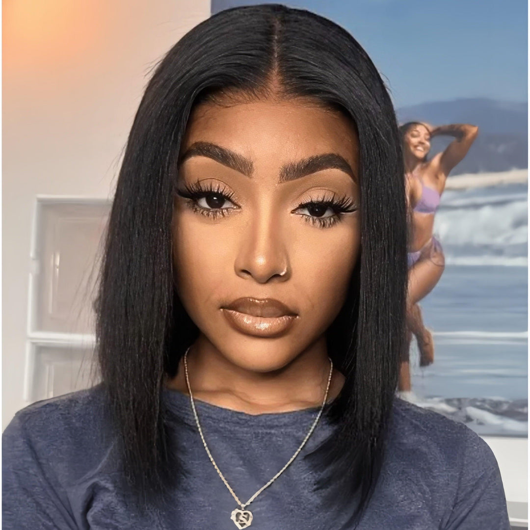 FlexCap Wear & Go Yaki Straight 7x5 Pre-Everything & Transparent Lace Flexi-Fit Invisi Drawstring Cap Glueless Wig